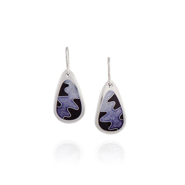 Enamel Earrings with Squiggle in Purple and Black