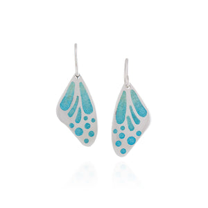 Butterfly Wing Enamel Earrings in Cascade Blue