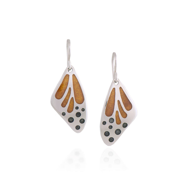 Monarch Butterfly Wing Enamel Earrings