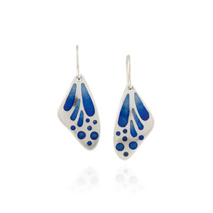 Butterfly Wing Enamel Earrings in Royal Blue