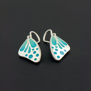 Butterfly Wing Enamel Earrings in Cascade Blue