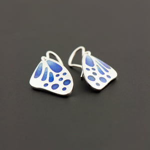 Butterfly Wing Enamel Earrings in Royal Blue