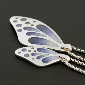 Butterfly Wing Mother-Daughter Enamel Pendant Set