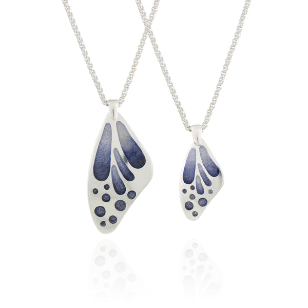 Butterfly Wing Mother-Daughter Enamel Pendant Set